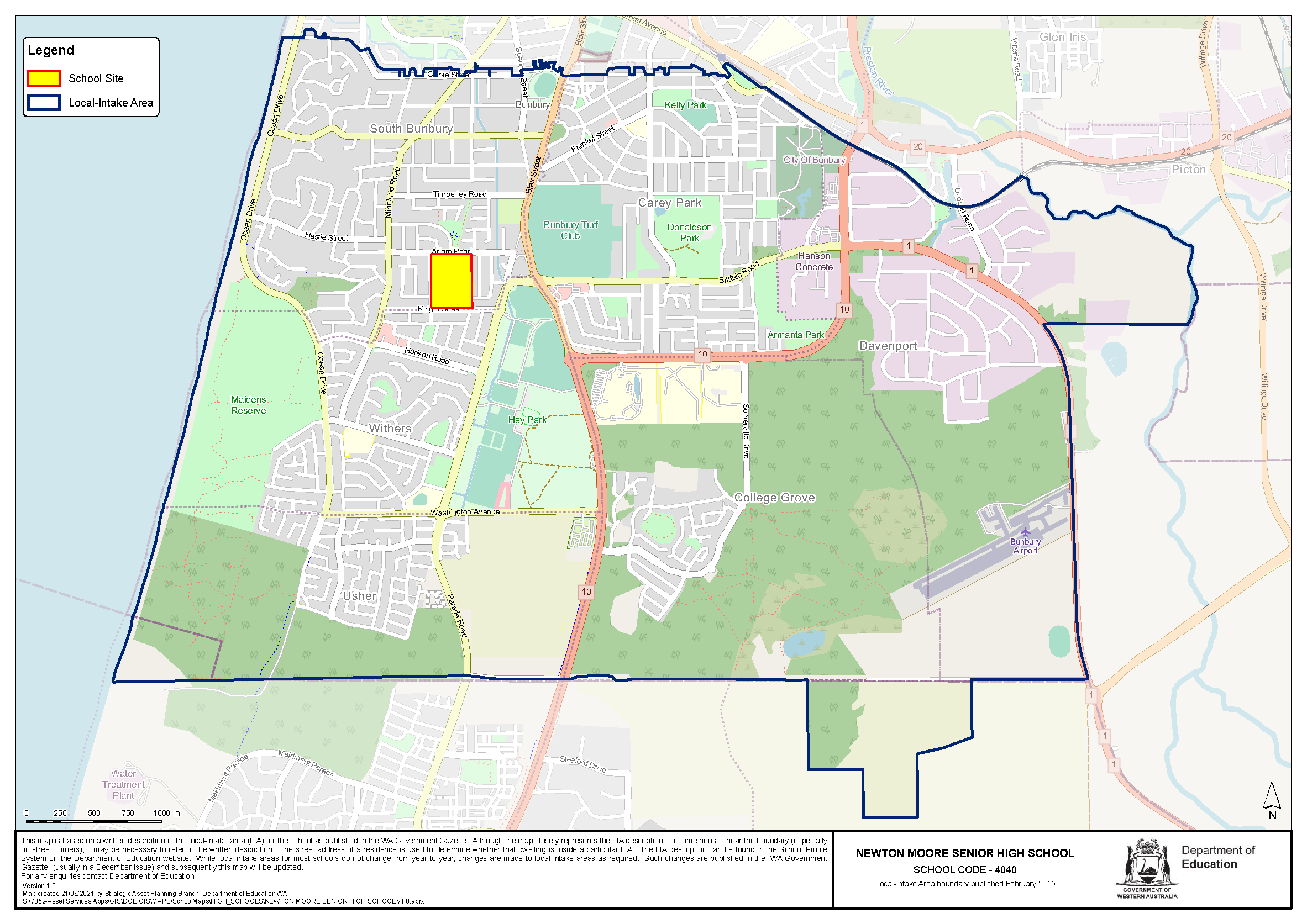 Enrolments 1 Click to pop-up large NMSHS Intake Map